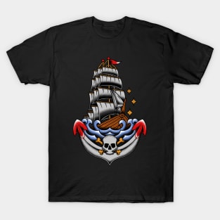 Anchor Ship Tattoo Style T-Shirt